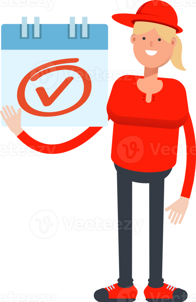 Girl Character and Check Mark Sign png