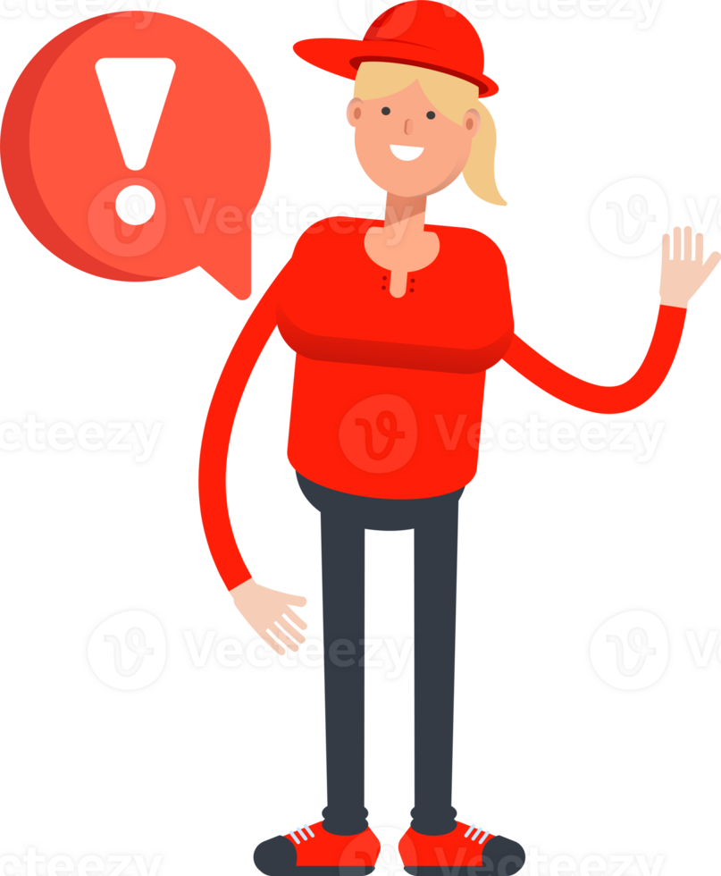 Girl Character and Error Sign png