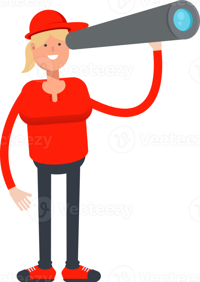 Girl Character Using Binoculars png