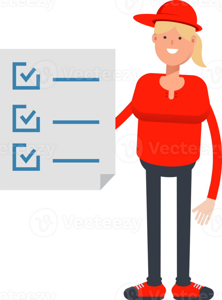 Girl Character and Check List Document png