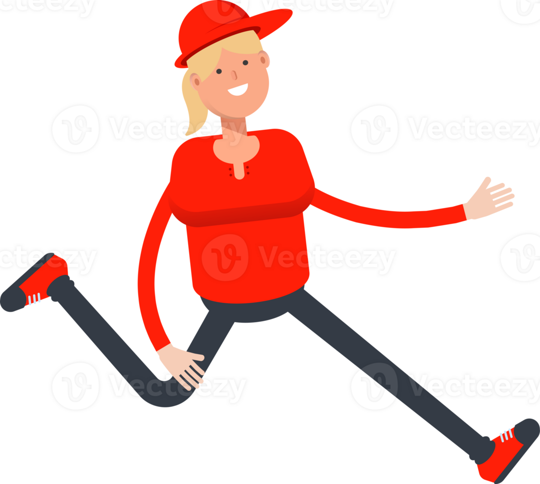 Girl Character Running Illustration png