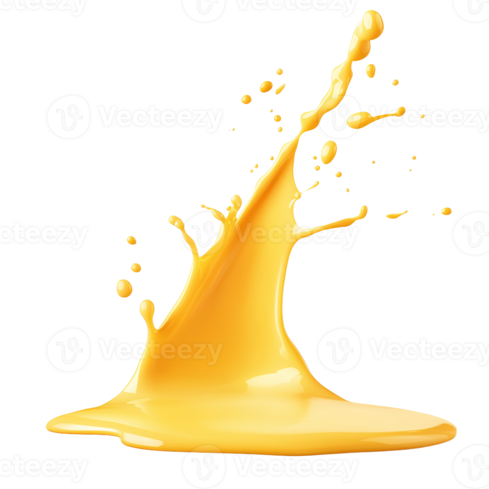 Dynamic Yellow Splash with Fluid Motion and Bright Aesthetics png