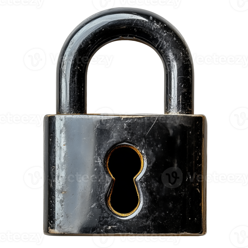 Unique Black Padlock for Enhanced Security and Protection png