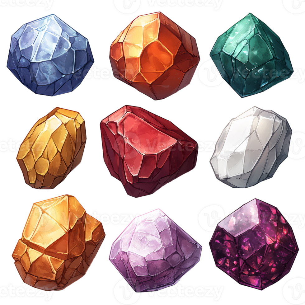 Vibrant Collection of Colorful Gems and Natural Stones png