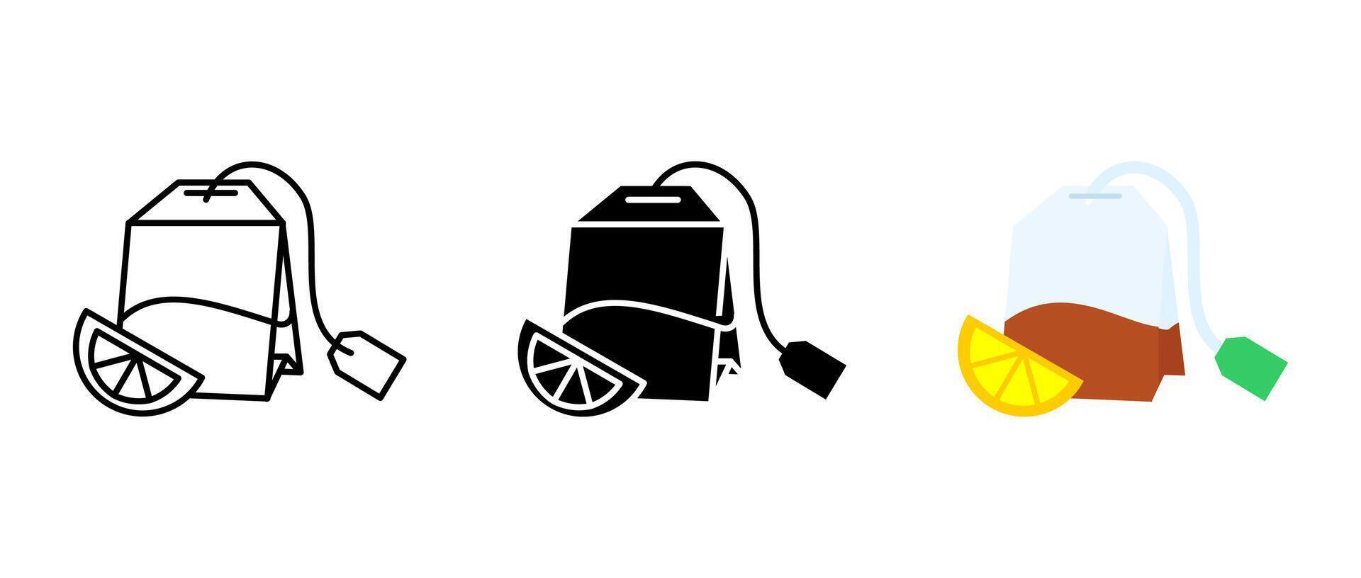 Tea bag with piece of orange icon. Scented tea with citrus flavor symbol. vector