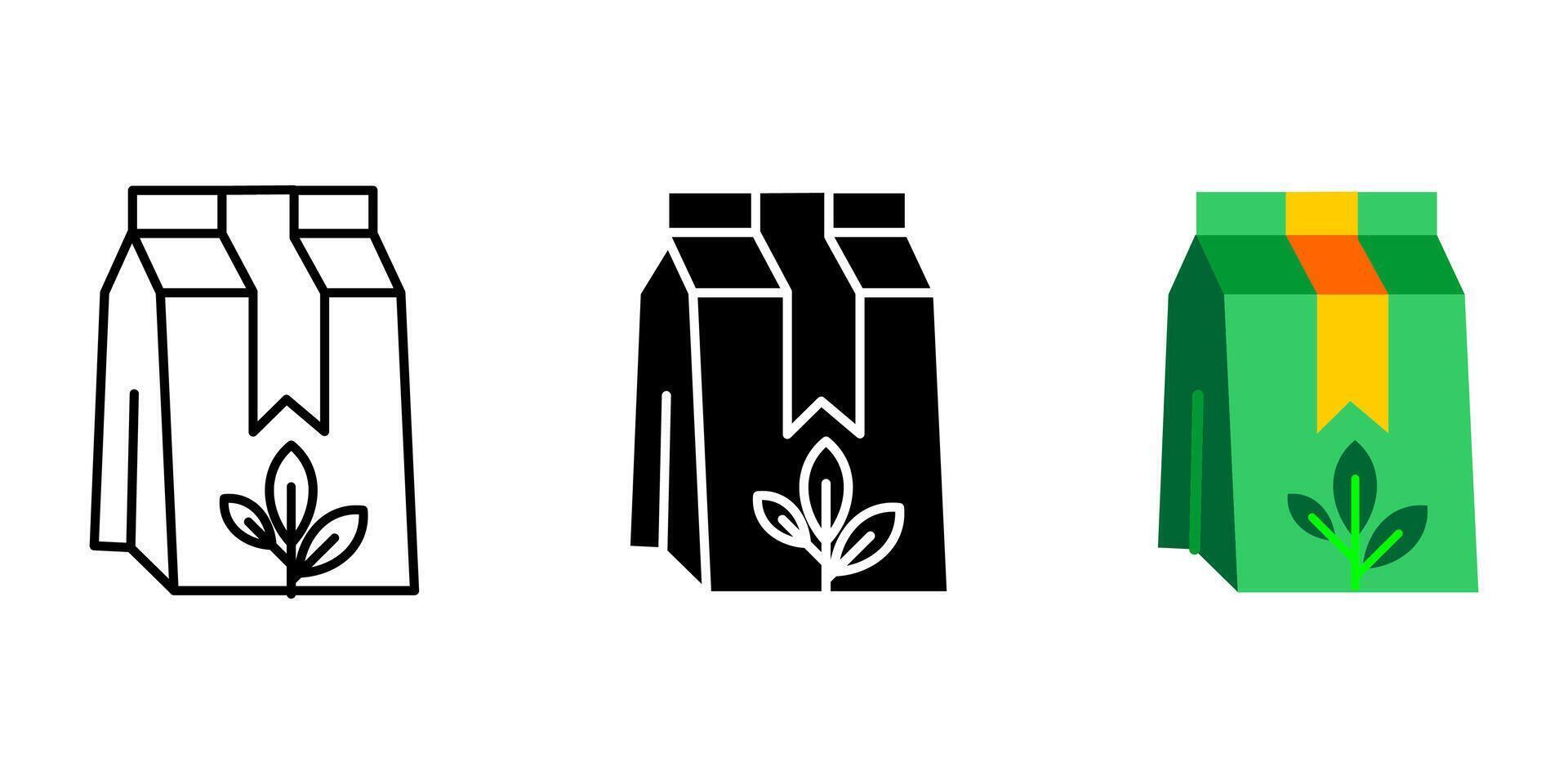 Tea leaves package icon. Tea crop symbol. Black, green tea or matcha container. vector