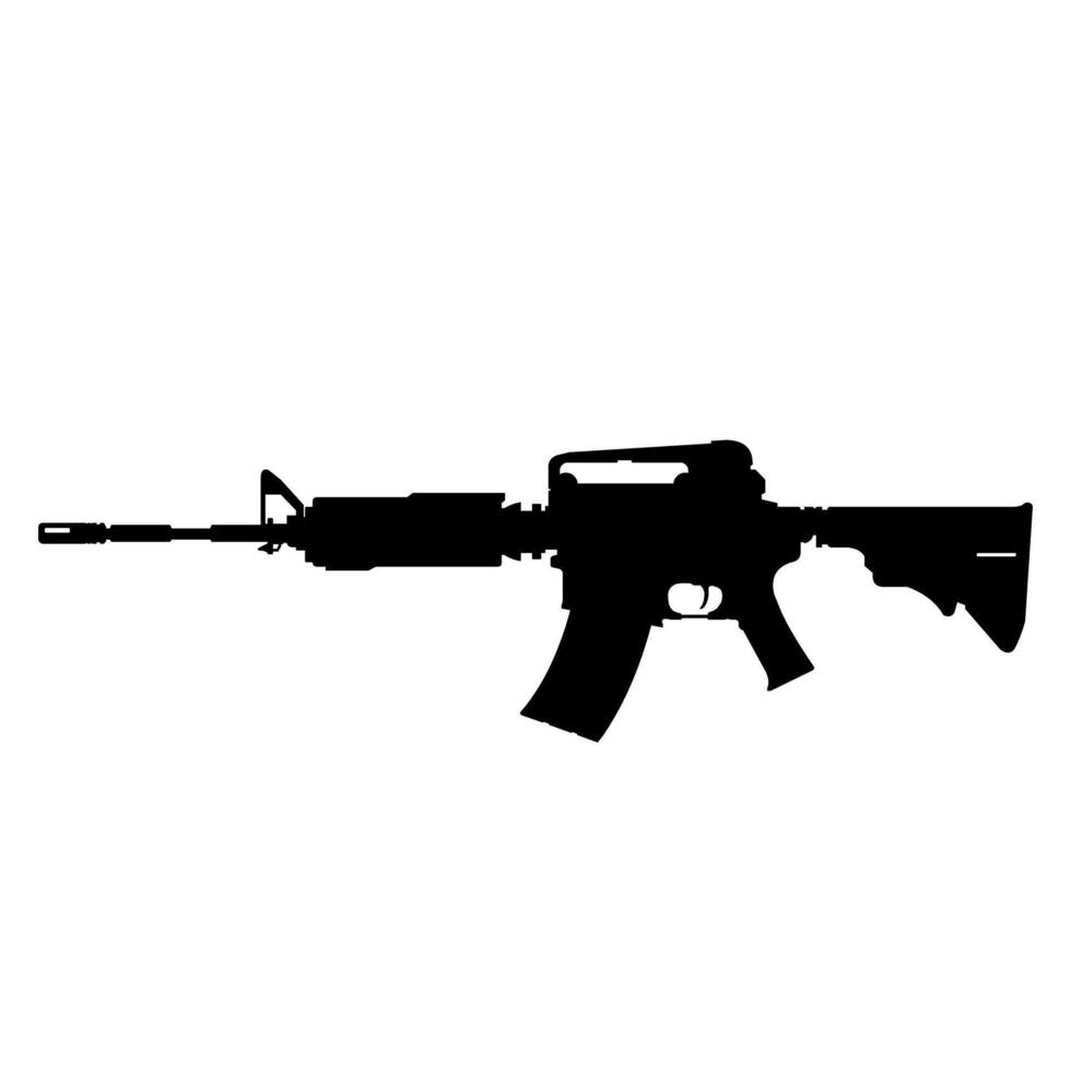 AR-15 Assault Rifle Gun Weapon Icon Illustration silhouette vector