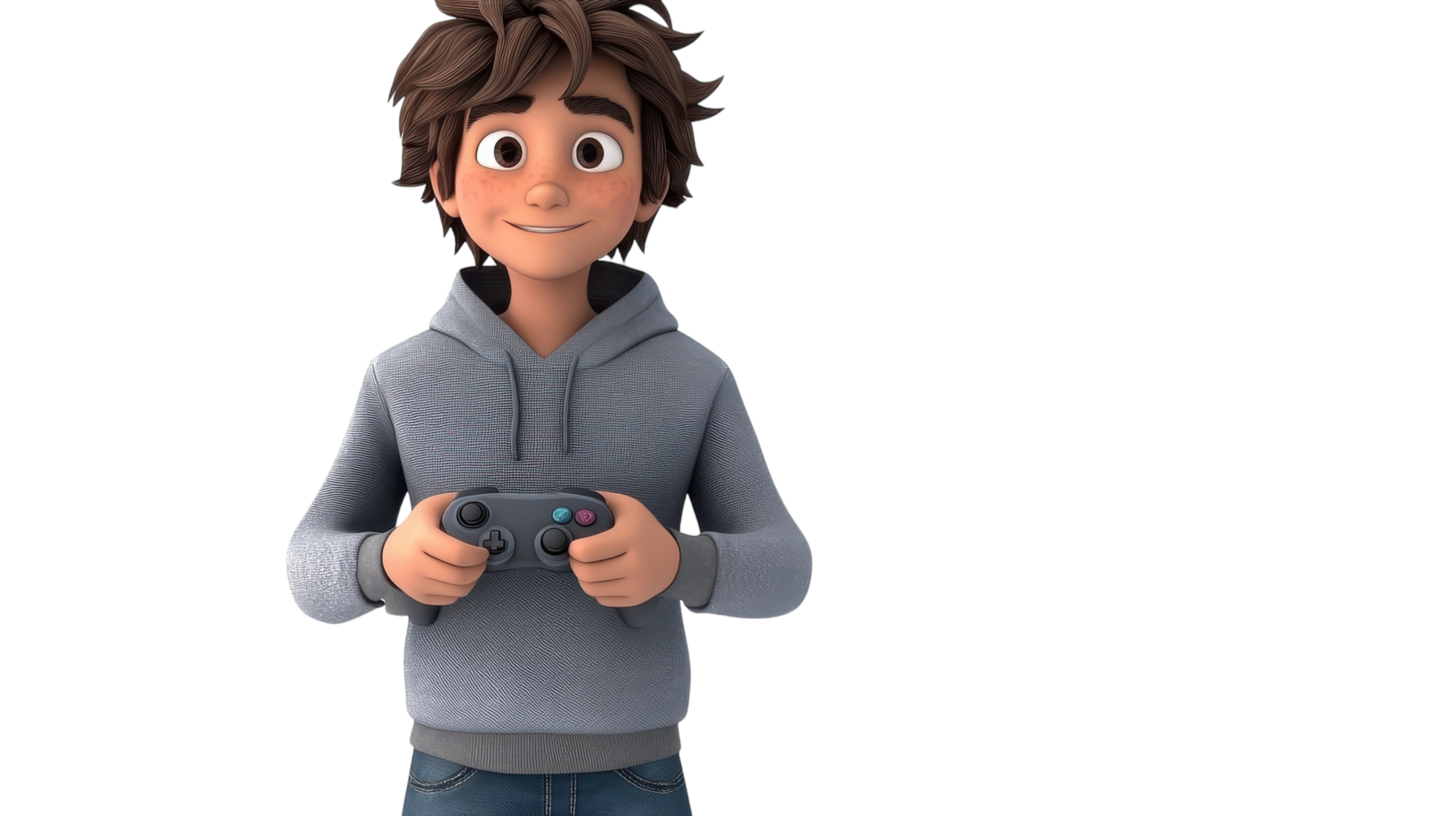 A young boy enjoys playing games indoors while holding a game controller, showcasing excitement and focus in a cozy environment. png