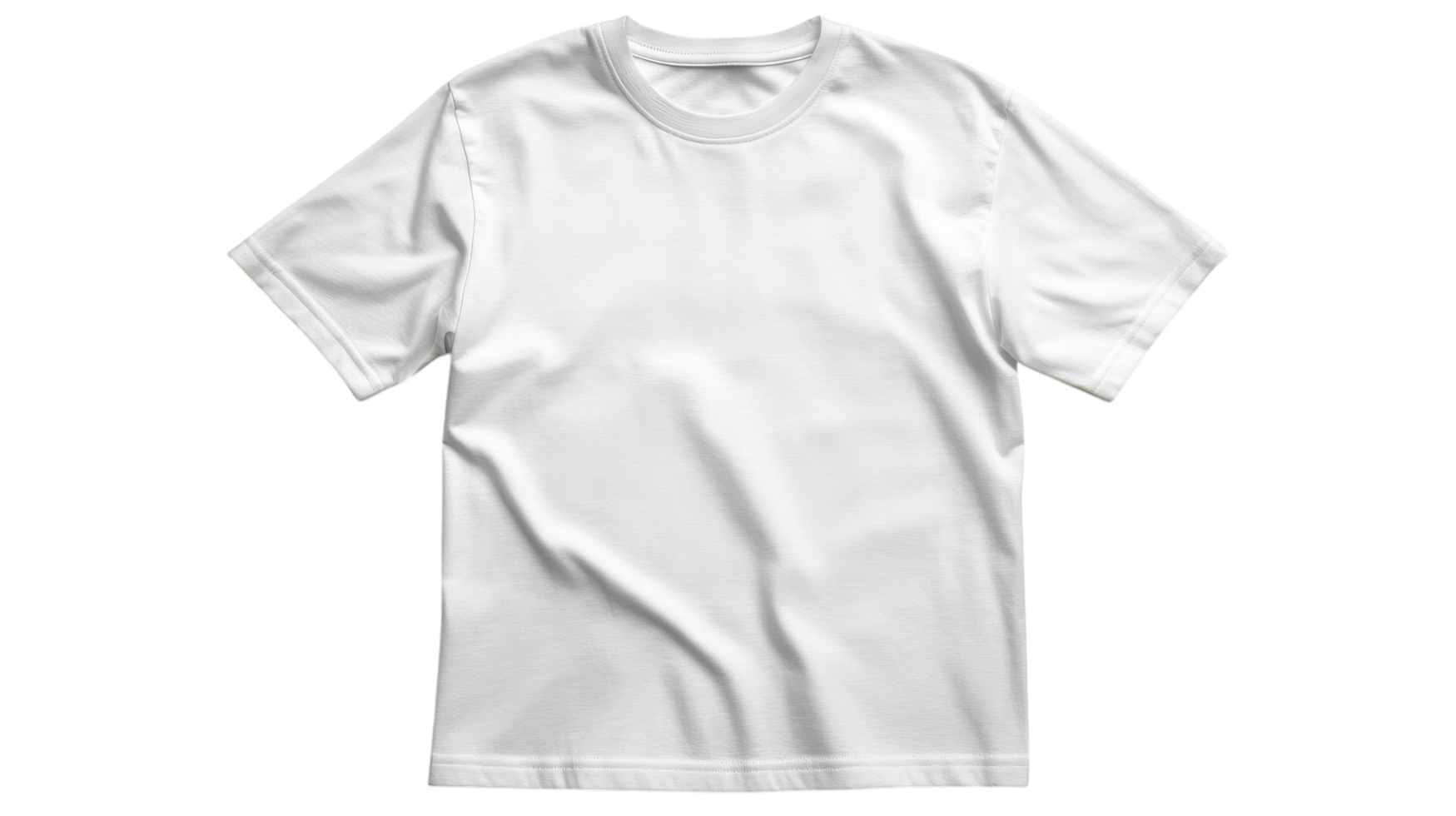 A plain white t-shirt displayed on a transparent background, showcasing its simple design and texture for apparel design or printing purposes. png