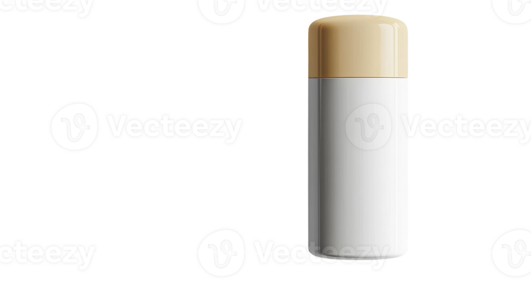 A sleek, cylindrical container with a beige lid, designed for personal care products, placed against a clear background. png