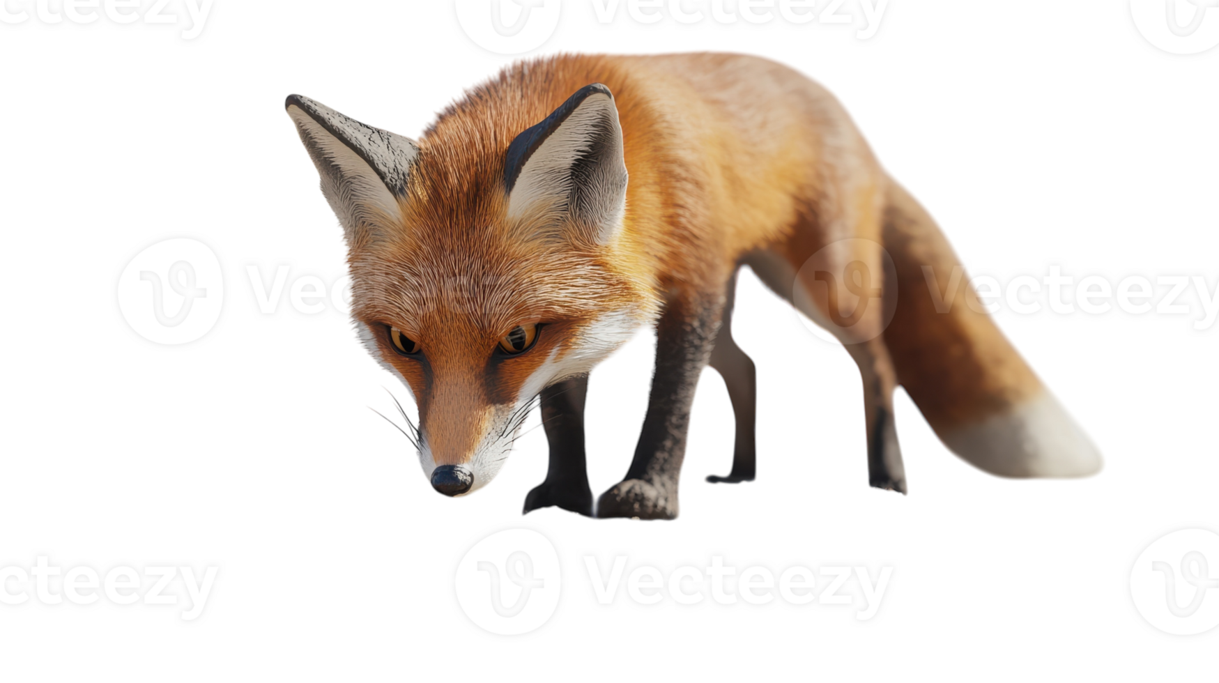 A realistic fox exploring its surroundings in a natural environment during daylight hours. png