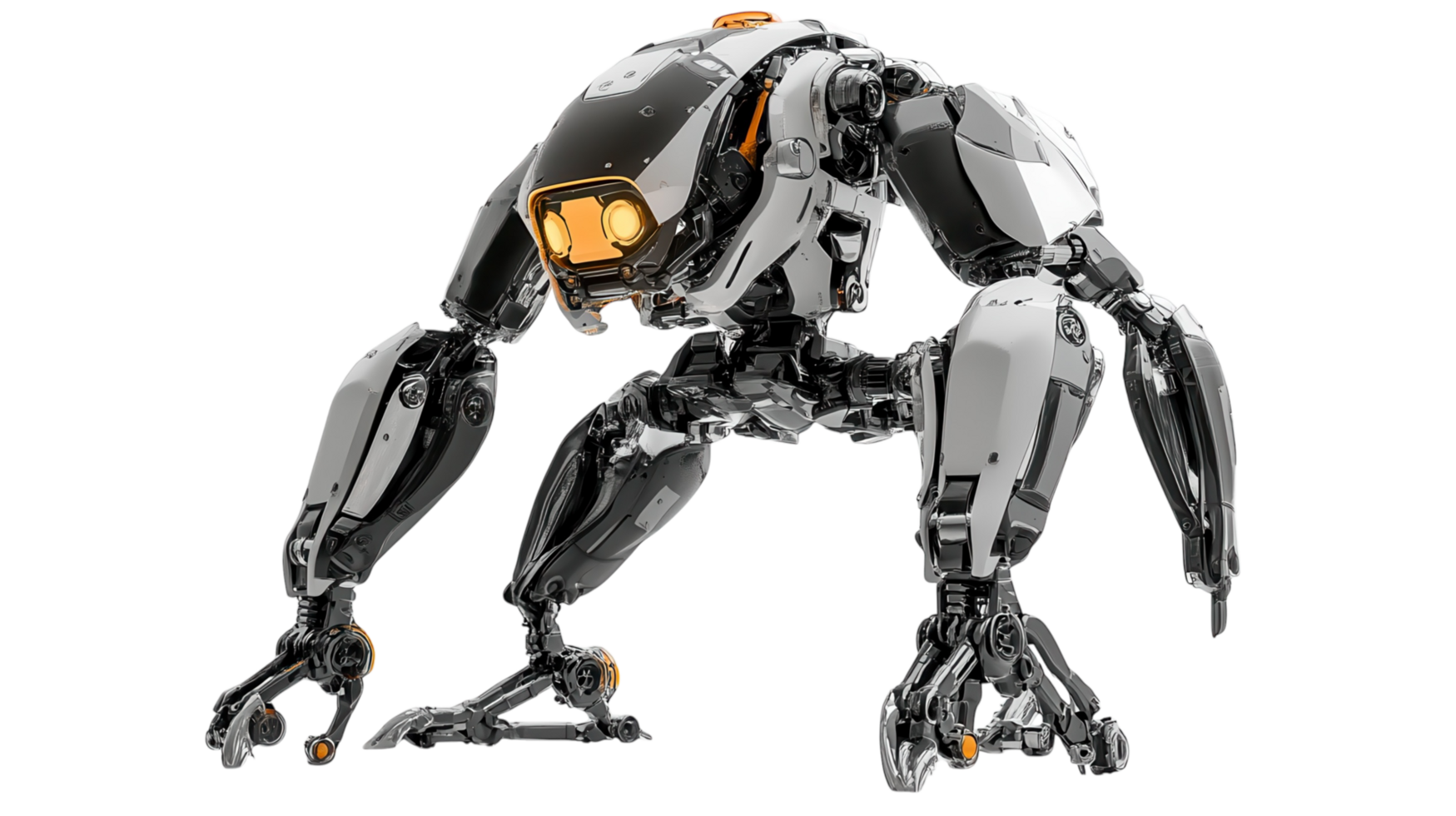 Robot creature explores futuristic landscape through advanced mobility and design png