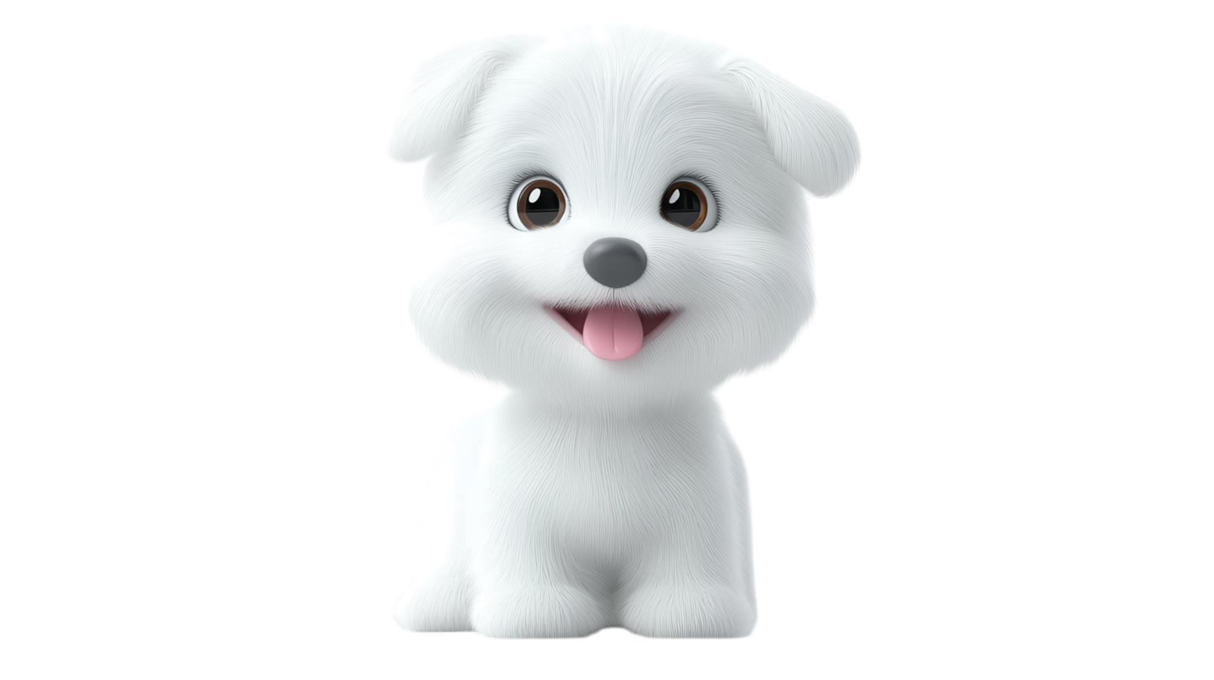 Adorable fluffy puppy with big eyes and a cheerful expression sitting happily png