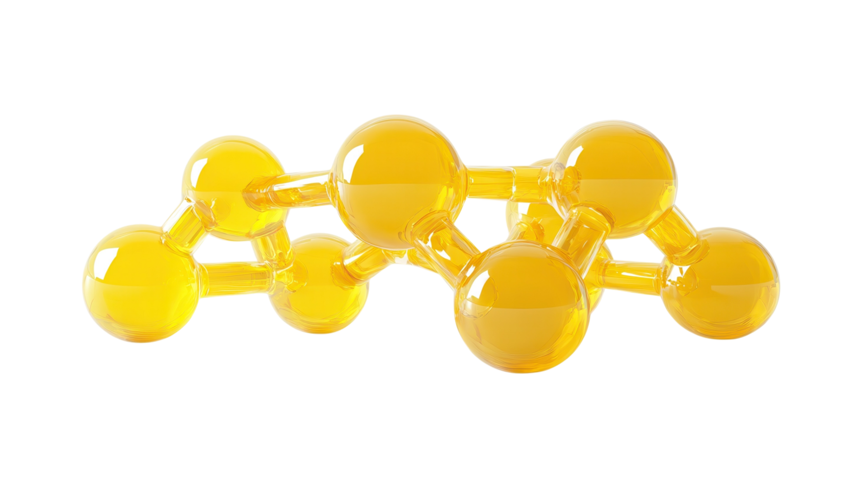 Model of a molecular structure showcasing interconnected yellow atoms in a scientific setting png