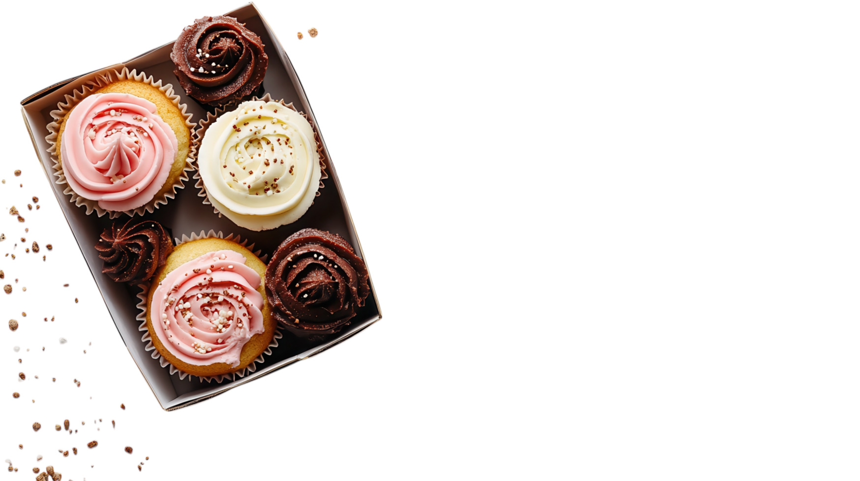 Delicious assortment of cupcakes displayed in a box ready for sharing at a festive gathering png