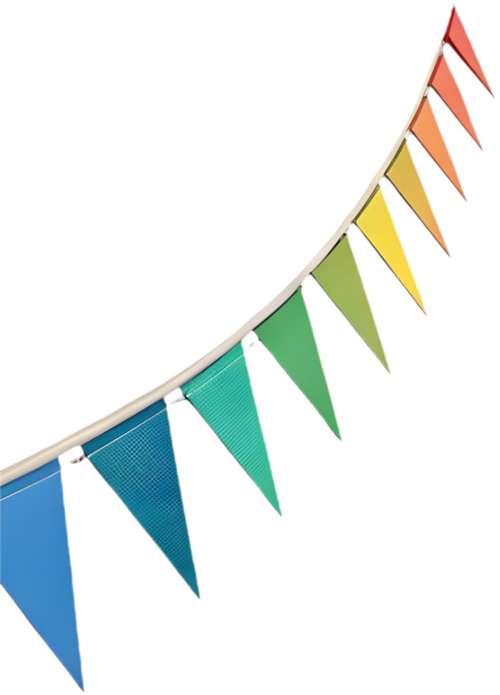 Create festive energy with colorful triangular pennant clipart for designs. . png