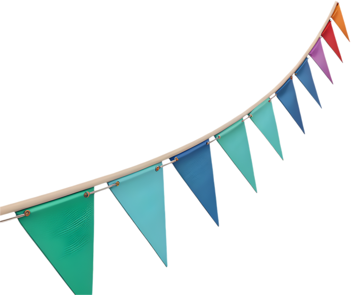 Celebrate with vibrant and colorful triangular pennant clipart for designs. . png