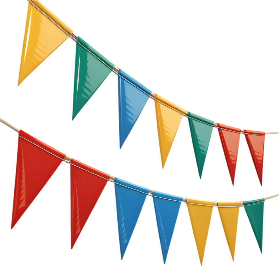 Bright, colorful triangular pennant clipart perfect for holiday events. . png