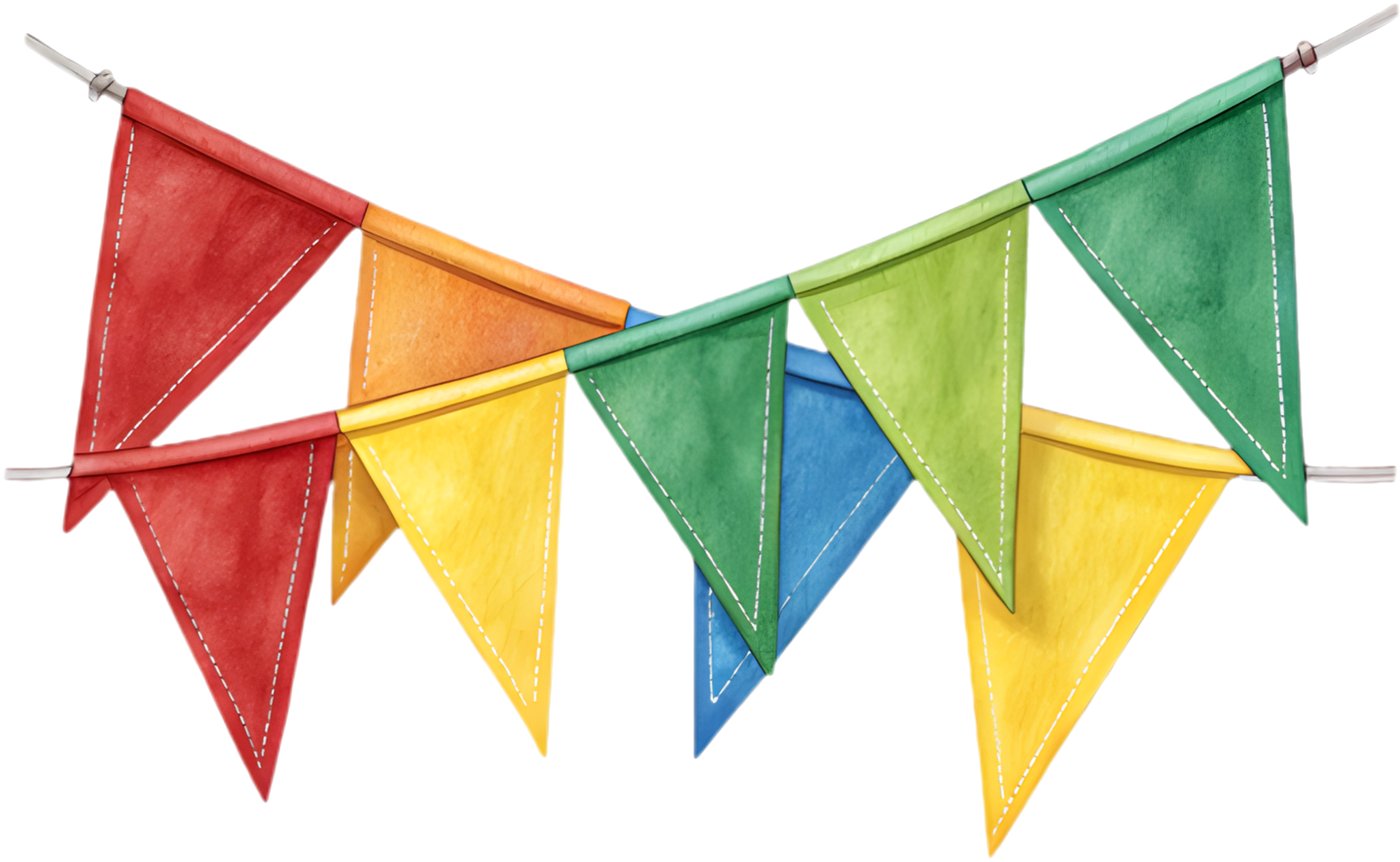 Fun and bright triangular pennant clipart perfect for party designs. . png