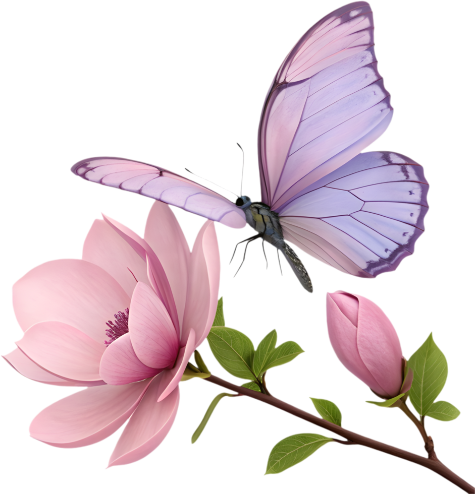 Elegant design of butterfly flying with blooming flowers. . png