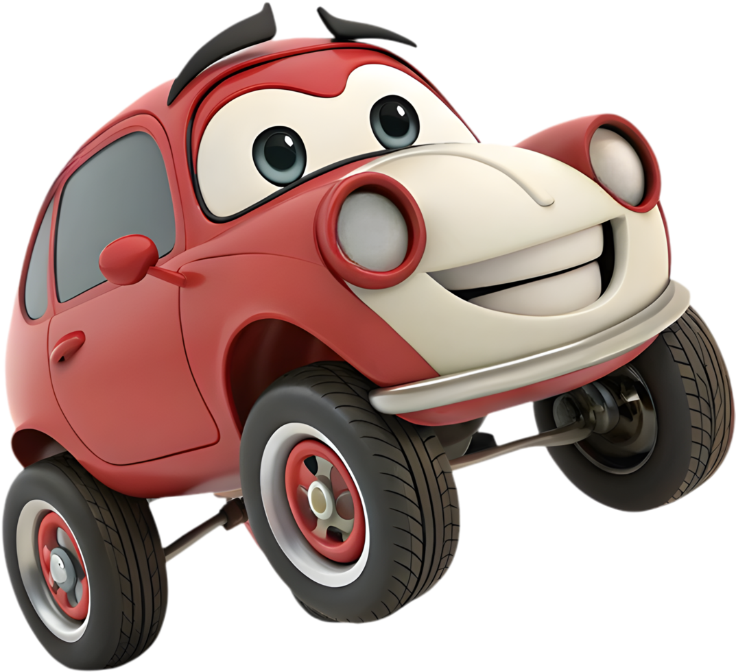 Expressive cartoon car character design for fun and playful artwork. . png