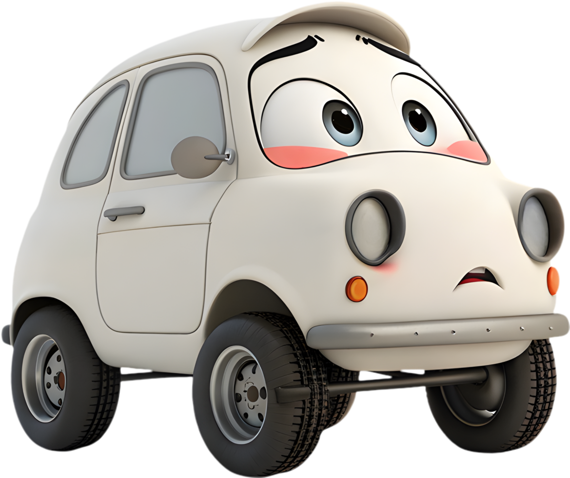 Cute animated car with fun and expressive emotions for creative use. . png