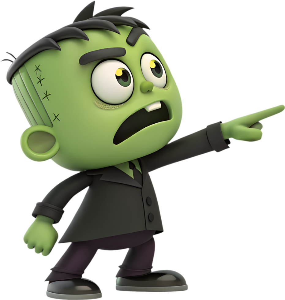 Adorable Frankenstein monster boy Halloween character clipart for children. . png