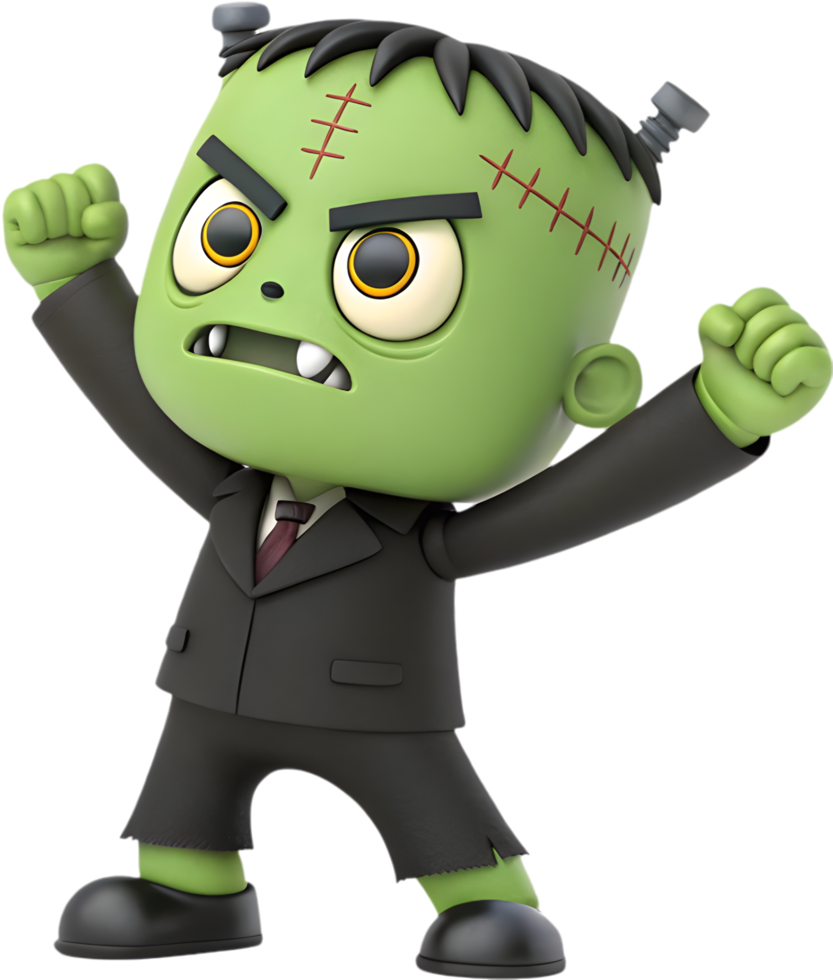 Cartoon Halloween Frankenstein-inspired boy character for kids costume designs. . png
