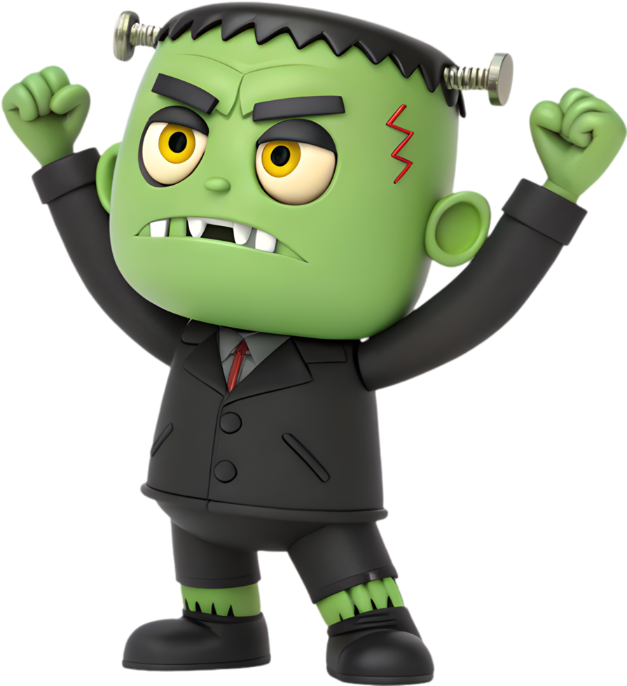 Cute Halloween boy dressed as Frankenstein for kids Halloween clipart. . png