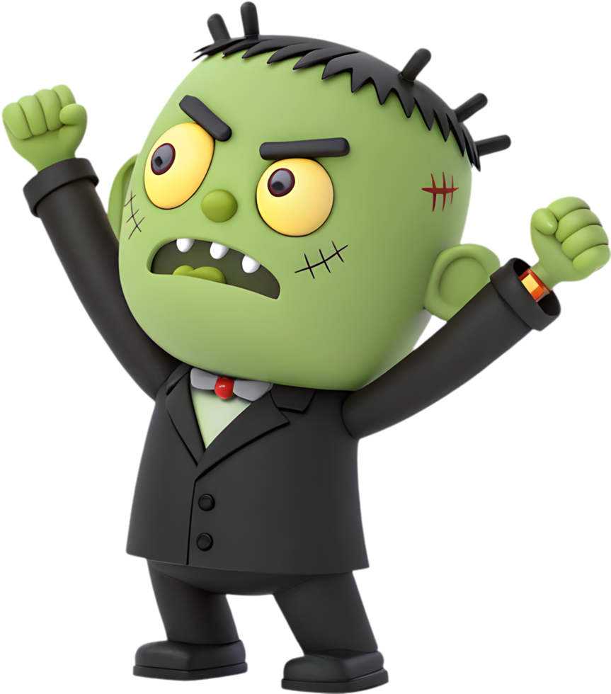 Animated Frankenstein Halloween boy clipart for spooky kids party themes. . png