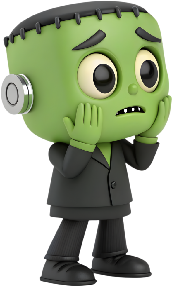 Fun and cute Halloween Frankenstein-inspired boy character illustration. . png