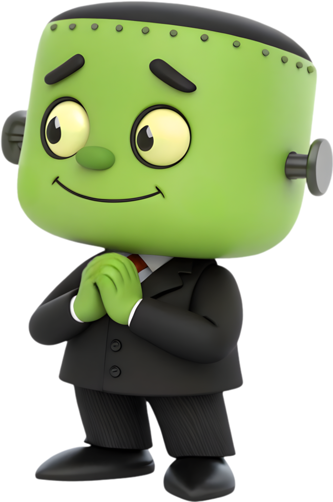 Adorable Frankenstein monster boy Halloween clipart for kids designs. . png