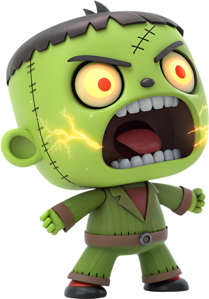 Halloween illustration of Frankenstein-inspired boy character for costumes. . png
