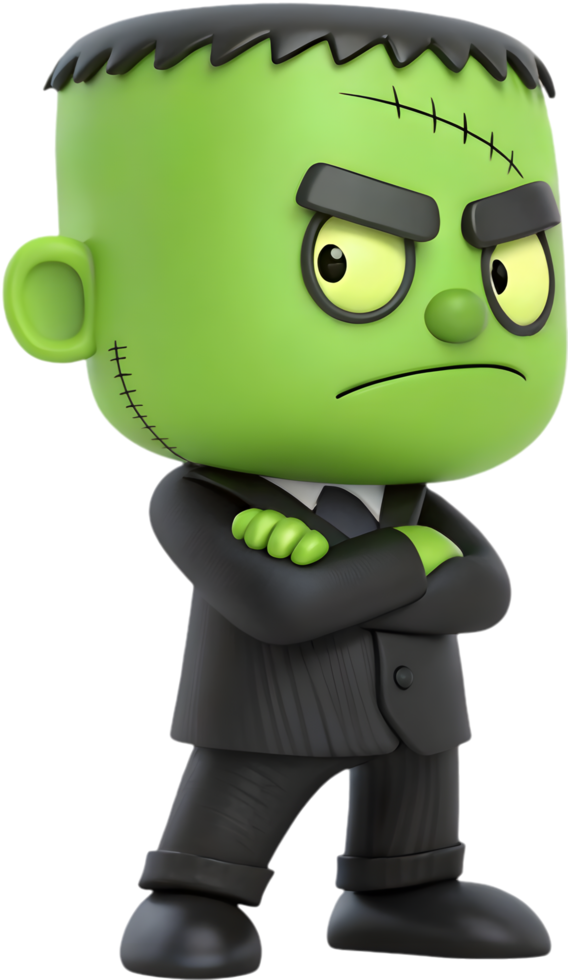 Cartoon spooky Frankenstein boy character Halloween clipart for art projects. . png