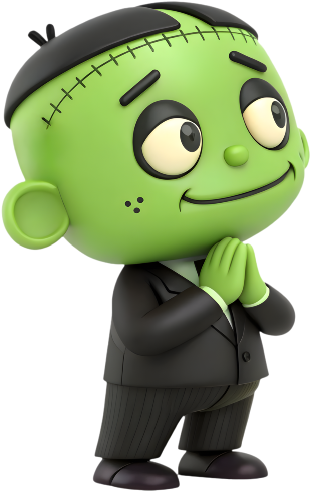 Creepy Halloween boy character Frankenstein clipart for kids decorations. . png