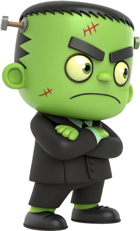 Cute Halloween boy dressed as Frankenstein illustration for trick-or-treat. . png