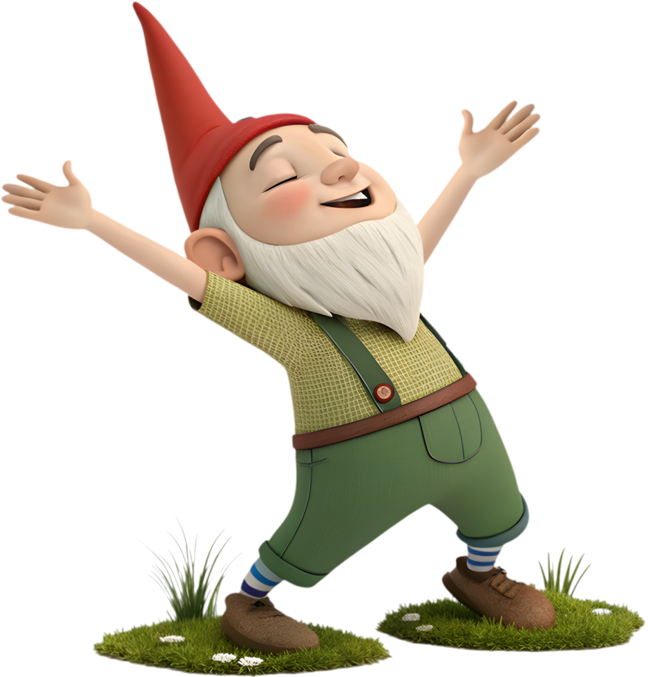 Cheerful gnome character relaxing with playful attitude for clipart. . png
