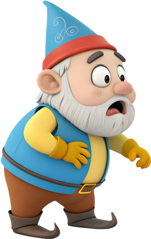 Friendly fantasy gnome with peaceful expression for character art. . png