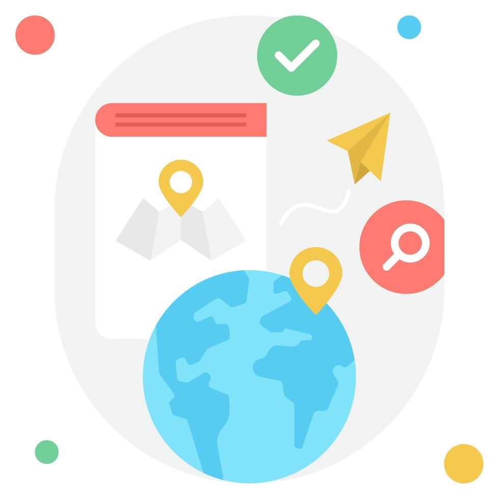 Illustration of map navigation tools and globe icon vector