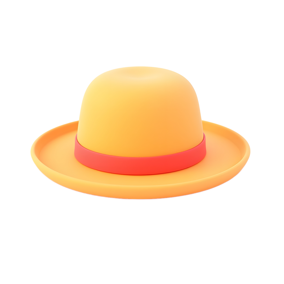 Stylish Orange Bowler Hat with Red Band Summer Fashion Accessory png