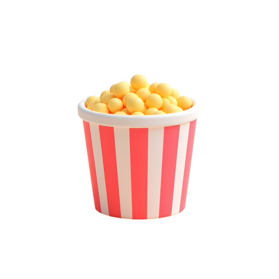Delicious Popcorn in Red Striped Bucket png