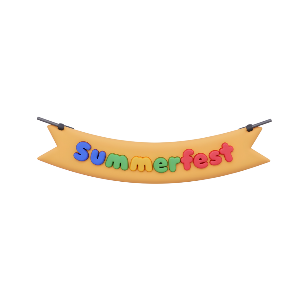 Colorful Summerfest Banner 3D Render png