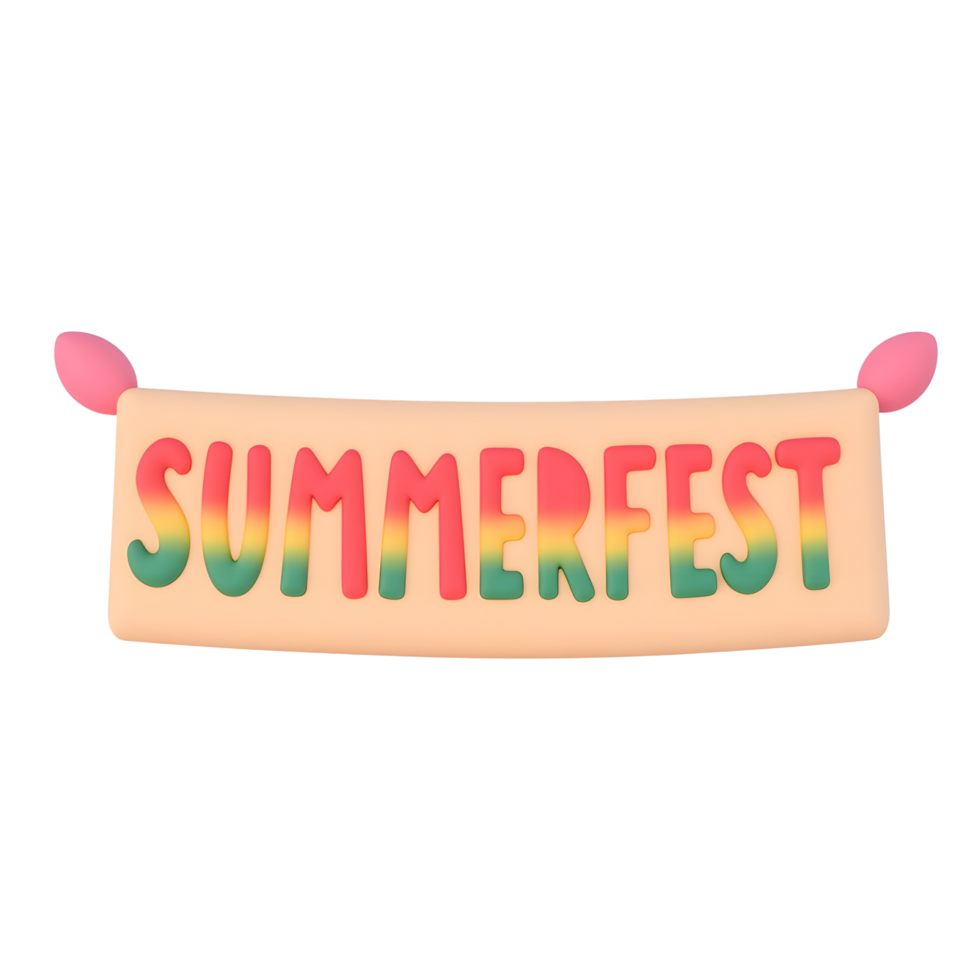 Summerfest Banner 3D Render Colorful Fun Event png