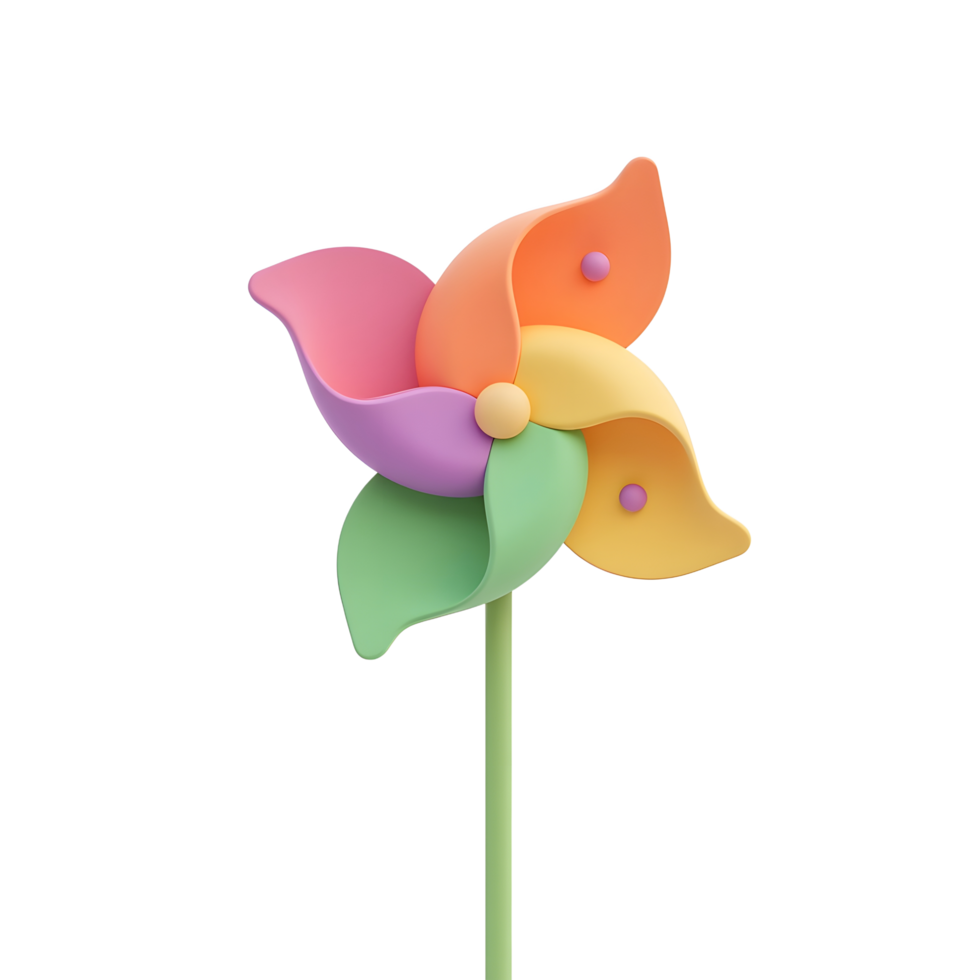 Colorful Pinwheel Toy 3D Render Pastel Spring Decor png