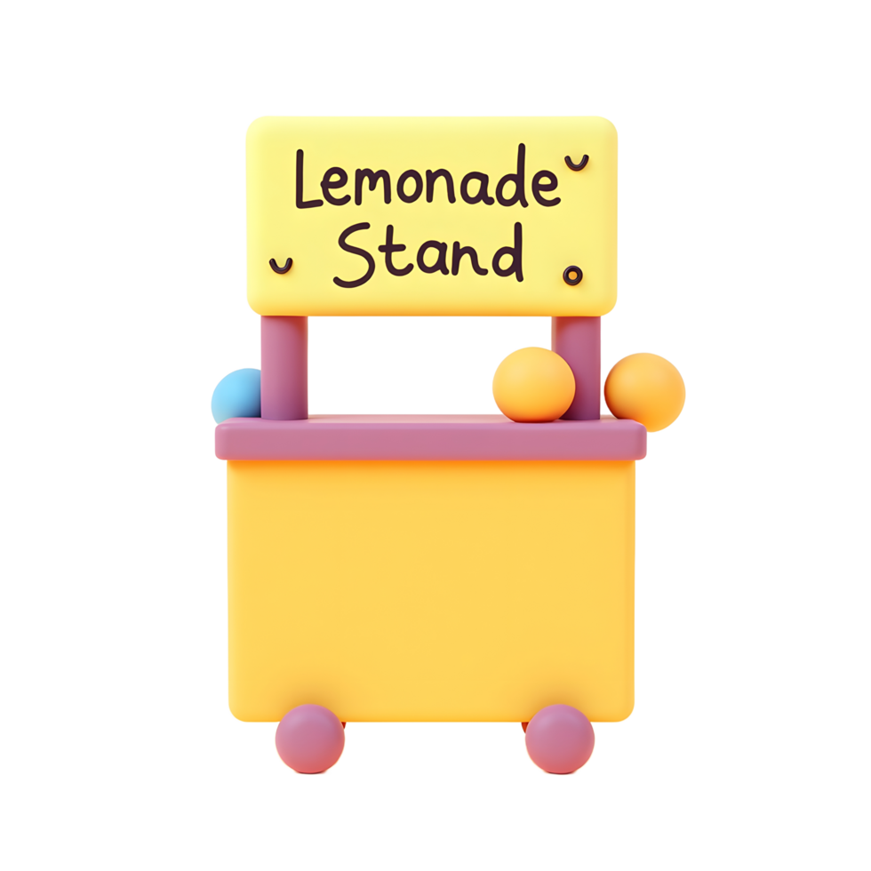 Adorable 3D Render of a Lemonade Stand png