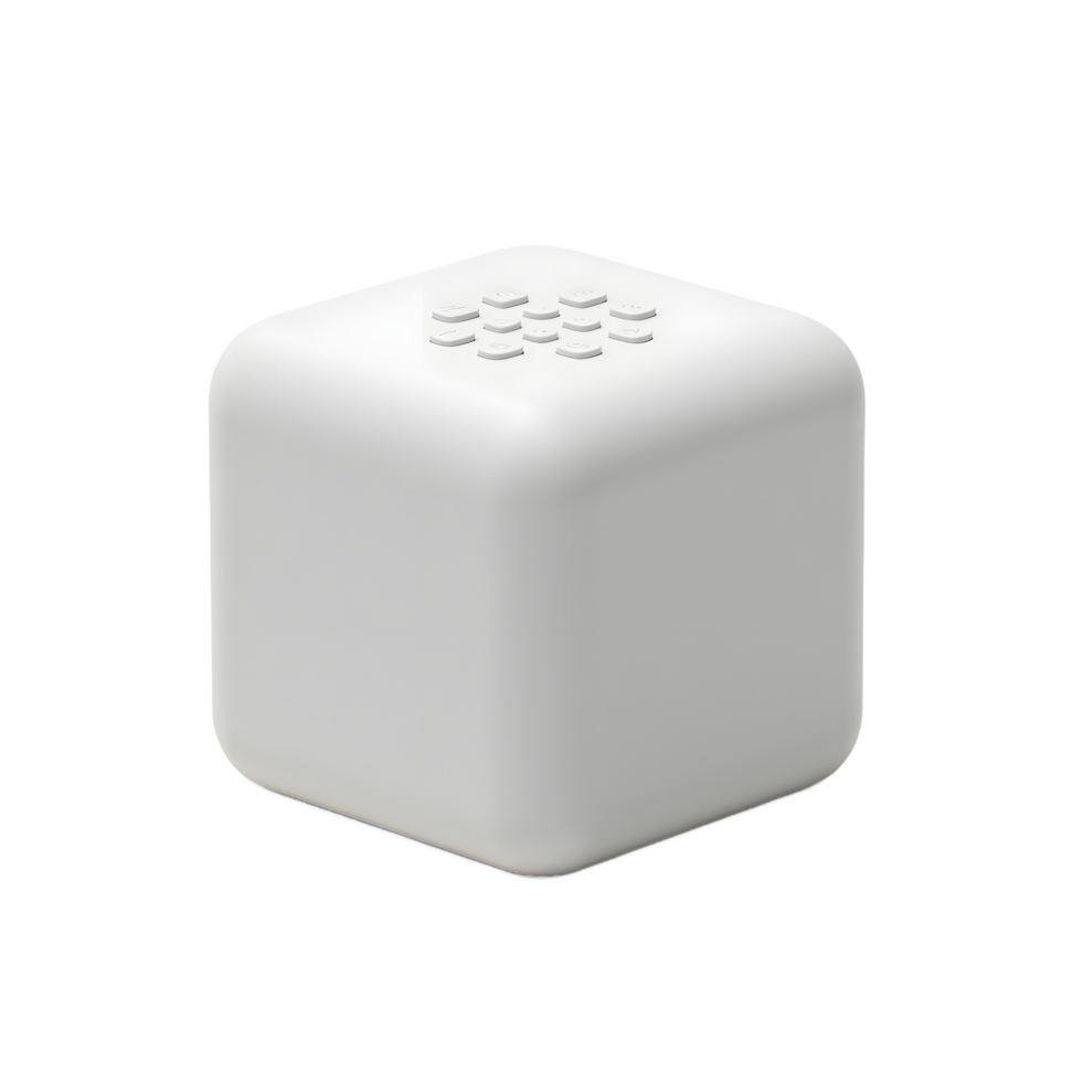 Modern Minimalist White Cube Device with Buttons png