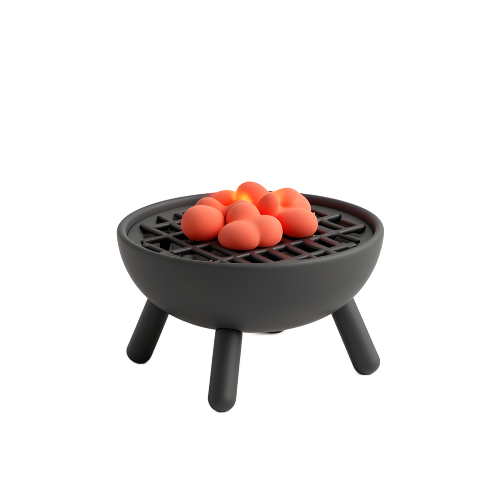 Mini Grill with Glowing Coals Ready for BBQ png