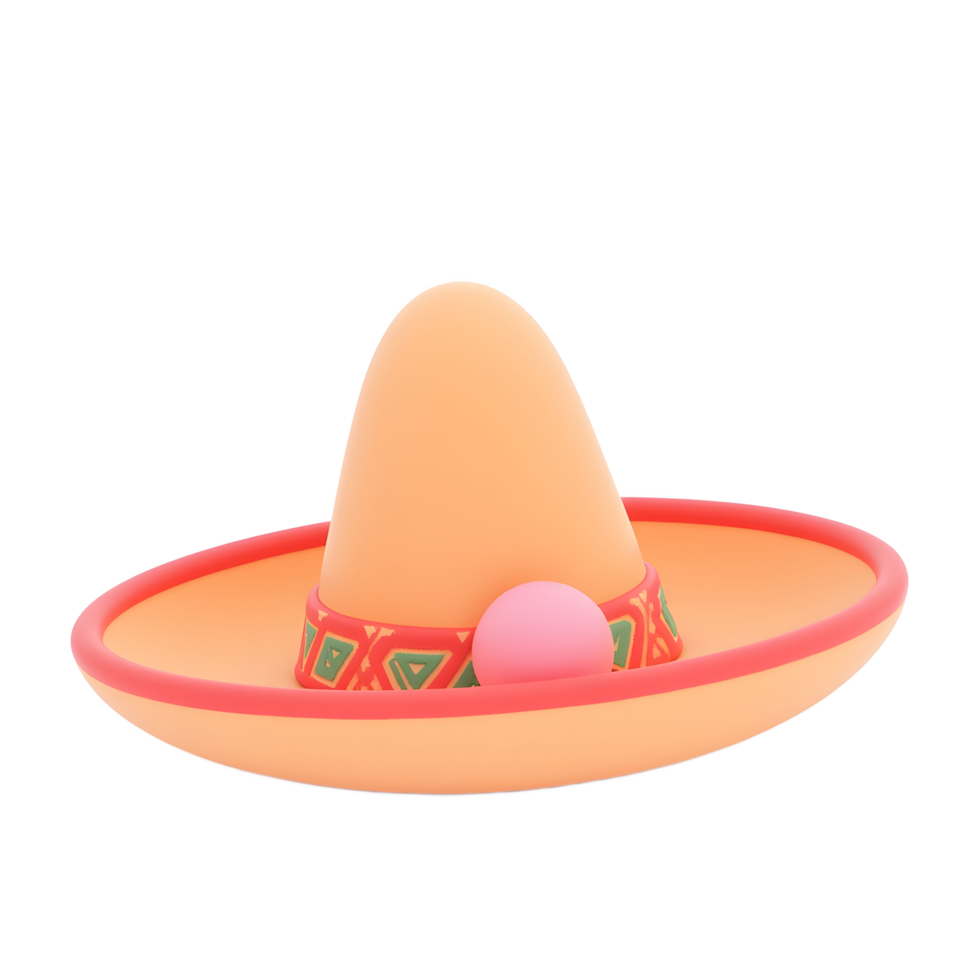 Cute 3D Rendered Sombrero Hat Fiesta Decoration png