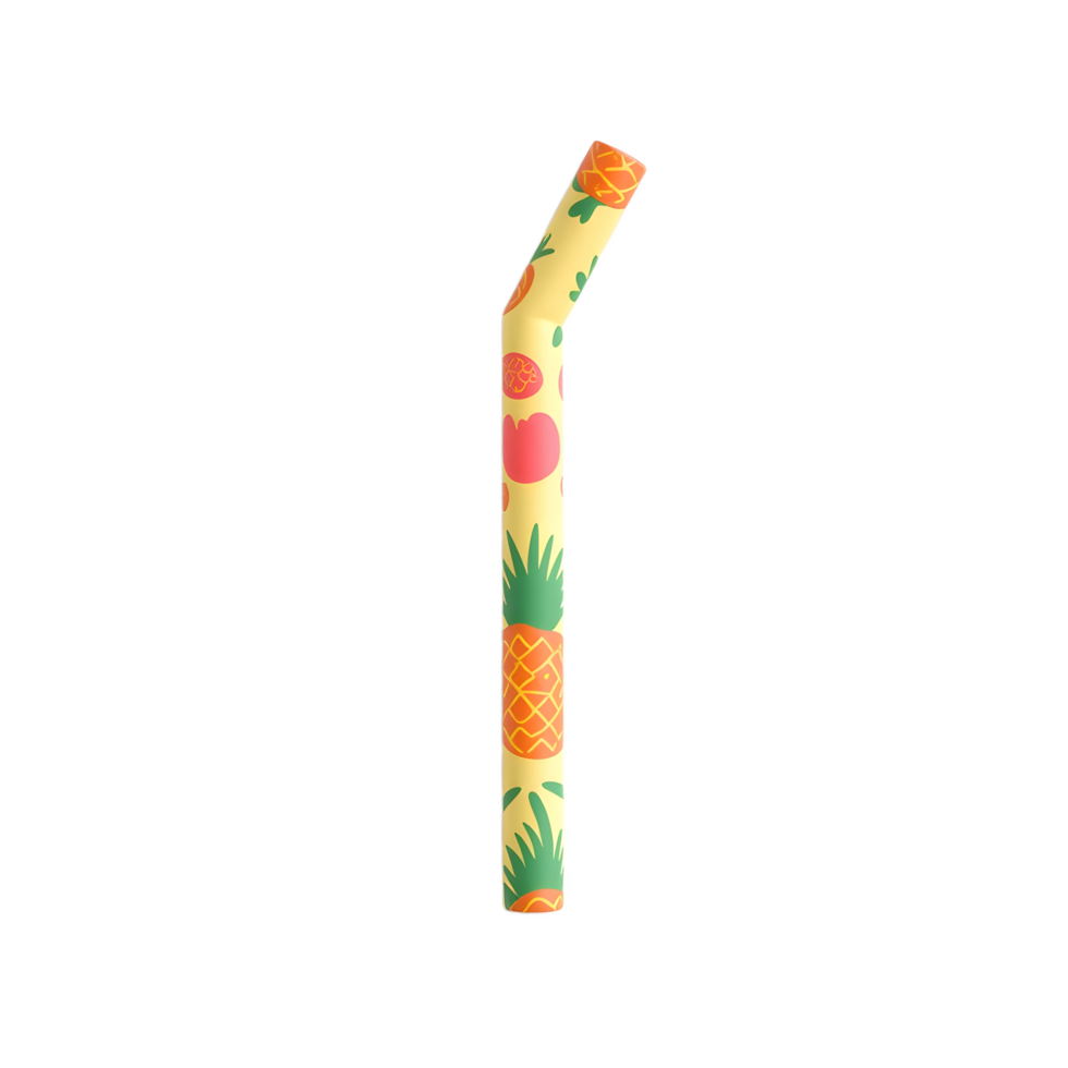 Reusable Fruit Print Straw Eco-Friendly Summer Drink Accessory png