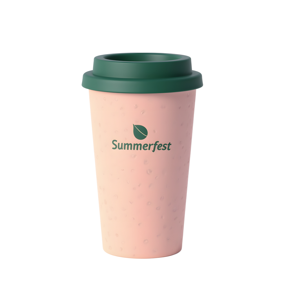 Summerfest Branded Reusable Coffee Cup Peach Design png